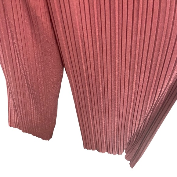 Mauve Ribbon Tie Chiffon Palazzo Pants - Pleated Wide Leg, Boho Chic, Size S - Picture 4 of 6